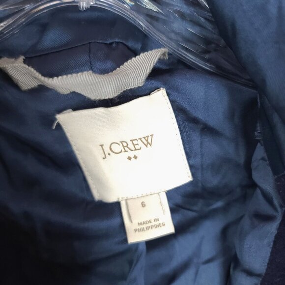 J Crew Jacket Womens 6 Blue Parka Full Zip 50% Wool Winter Heavy Hooded - Picture 9 of 14